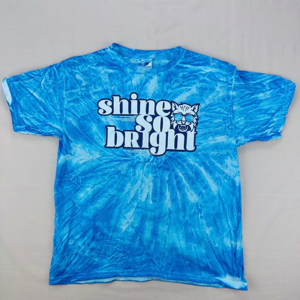 Colortone T-Shirt Youth L Blue Shine So‎ Bright Tie Dye Graphic Short Sleeve Tee